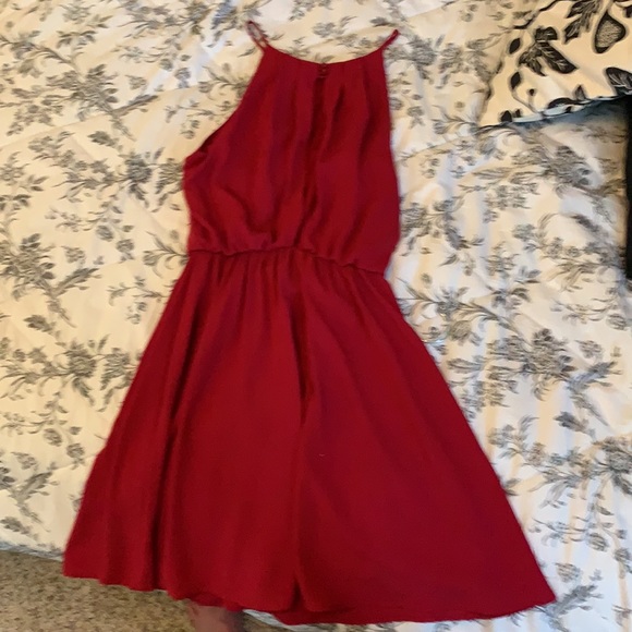 Small Lush Formal Midi Red Dress - Picture 2 of 3
